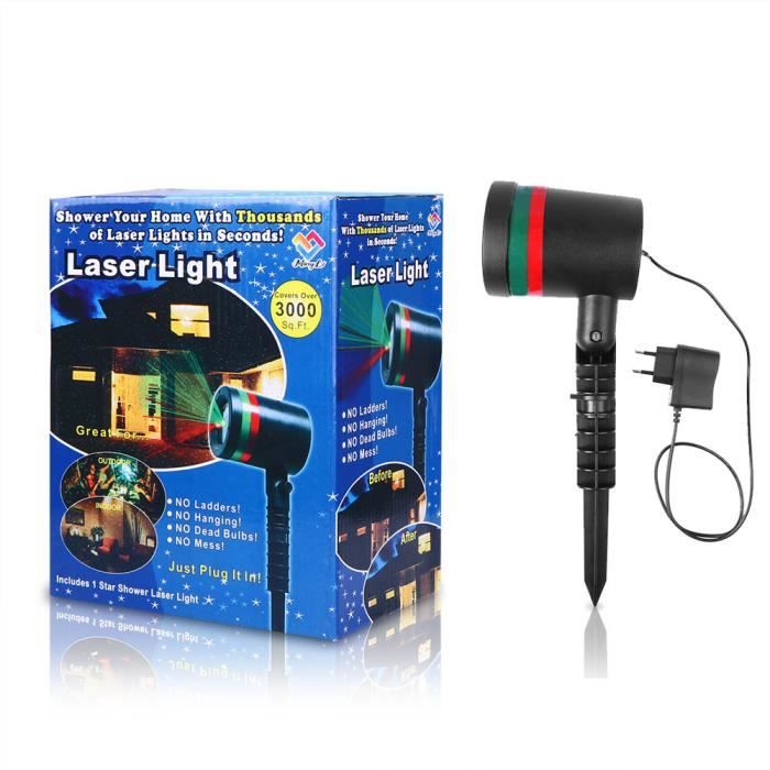 2X Projecteur laser pour jardin et extérieur - Lumière rouge et verte -  Lumière statique et dynamique Etoiles Dynamiques IP44