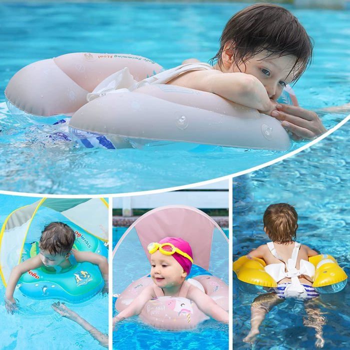 Bouée de bain pour bébé, matelas de piscine avec pare-soleil, siège de bain gonflable