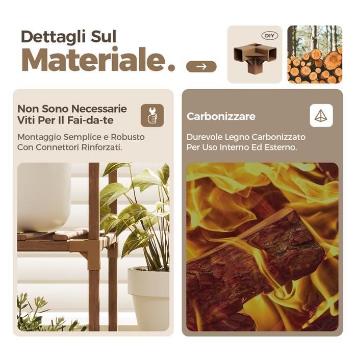 Bamworld Étagère Plantes Coin Intérieur Bois – Support 7 Pots, Étagère D'Angle Pour Salon, Balcon, Patio – Design Robuste Et Naturel