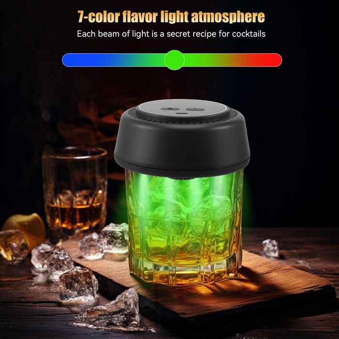 Fumoir Whisky USB Kit Fumoir à Cocktail Électrique USB-C - 6 Saveurs Bois Incluses Saturn Smoker Kit