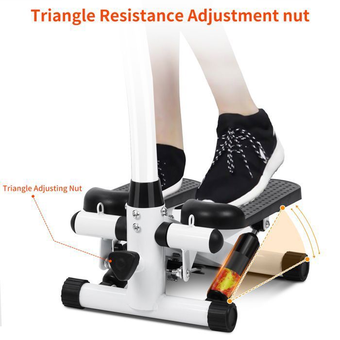 Stepper Avec Guidon Et Écran - Exercice Cardio à Domicile - Silencieux, Réglable - Brûleur De Calories Pour Bureau Ou Maison