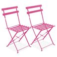 Lot de 2 chaises pliantes bistrot - Acier - Oviala - Rose-0