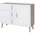 Buffet XL 220cm Colori Rovere E Bianco Lucido Con Numerosi Vani Conten Collezione Sinatra
