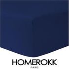 Lot de 3 Draps Housses 160 X 200 cm 100 % Coton BLEU MARINE/BLANC/ROUGE - HOMEROKK
