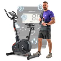 Hop-Sport Vélo d'appartement magnétique, Masse d'inertie 9 kg, Vélo stationnaire Spark, 8 Niveaux de résistance, Max. 120kg, Rouge