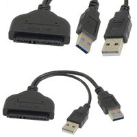 USB 3.0 + USB 2.0 vers SATA 2.5 "Câble adaptateur de convertisseur de disque dur 22 broches