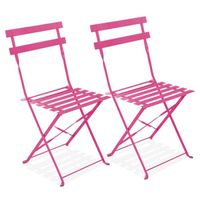 Lot de 2 chaises pliantes bistrot - Acier - Oviala - Rose
