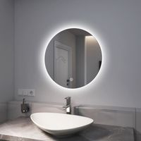 EMKE Miroir Salle de Bain LED Rond 60 cm à éclairage blanc froid 6500K, avec Interrupteur tactile