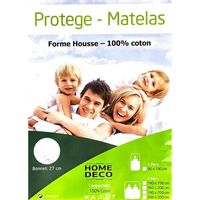 HOME DECO - Protege Matelas En Molleton - Anti-Acariens - 100 % Coton - 120 x 190 cm - BLANC