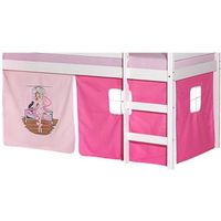 Lot de rideaux cabane pour lit surélevé superposé mi-hauteur mezzanine tissu coton motif danseuse rose