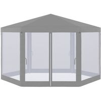 Tonnelle barnum tente de réception hexagonale style cosy métal polyester imperméabilisé surface env. 10 m² gris 400x350x250cm Gris