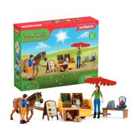 Étal mobile de la ferme, jeu de ferme avec figurines de fermiers, cheval et étal de marchandises, jouets animaux de la ferme pour