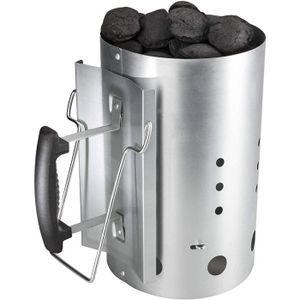 Cheminée D'allumage Pour Charbon De Bois - Baril En Acier Inox Avec Poignée Bois, Pour Barbecue, Poêle, Allumage Rapide