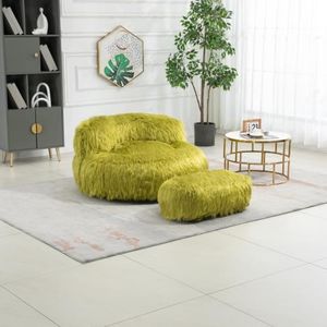 CANAPÉ FIXE Fauteuil pouf confortable avec ottoman, fauteuil moderne rembourré, pouf en fourrure souple, canapé-lit paresseux,Pornographique