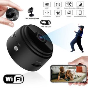 CAMÉRA IP Caméras HD intelligentes sans fil, Webcams, HD 1080P, Moniteur à distance WiFi, pour interieur et Exterieur - Noir
