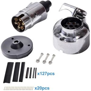 Support de Montage Métal pour Voiture Camions RV Remorque avec Étanche Tapis de Caoutchouc Caoutchouc Feuunly Prise Prise Remorque 7 Broches Male Femelle 12V Prise Attache Remorque 7 Broches