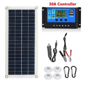 KIT PHOTOVOLTAIQUE Kit complet de panneaux solaires 30W 12Vs double USBs avec contrôleur 10 60As cellules solaires pour voitures Y Kit-30A Controller