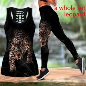 PANTALON DE SPORT Pantalon de sport,Tenue de yoga panthère pour femme,leggings d'entraînement College en 3D,pantalon de sport de - set-leopard