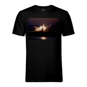 T-SHIRT T-shirt Homme Col Rond Noir Decollage Navette Spatiale Americaine Espace Exploration Fusee