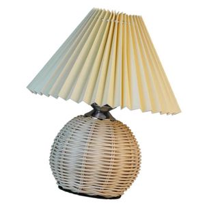 LAMPE A POSER Omabeta Lampe de chevet plissée en rotin Petite lampe de Table Style plissé, Base en rotin, 3 éclairages colorés, lampe deco poser