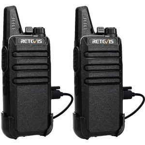 TALKIE-WALKIE Retevis RT622 Talkie Walkie Mini Rechargeable Professionnel Portable 16 Canaux CTCSS/DCS Scan VOX Alarme Surveillance(Noir,1 Paire)
