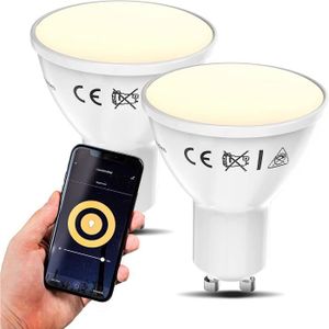AMPOULE INTELLIGENTE B.K.Licht lot de 2 ampoules connectées LED GU10, 5,5W, 350Lm, blanc chaud 2.700K, dimmables, commande vocale par App, iOS  Anoid262