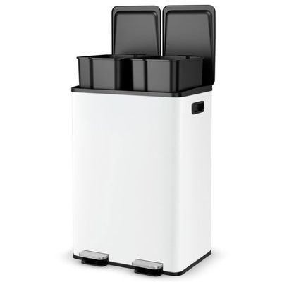 Poubelle De Tri Sélectif 56L Automatique En Inox - 2 Bacs Amovibles 10L - Ouverture Par Détection De Mouvement - Pour Cuisine, Bureau, Salle De Bain