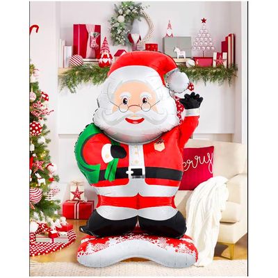 Ballon Père Noël Géant Sur Pied – XXL 3D En Aluminium, Décoration De Fête - 6