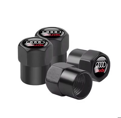 Capuchons De Valve Audi - Lot De 4 Avec Logo, Diamètre 9 Mm (Noir)