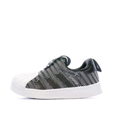 Basket basse toile ef6648 t19 27 Enfant ADIDAS Gris Noir Textile Lacets Mixte