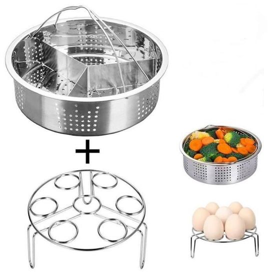 Panier Vapeur Acier Inoxydable 304 - Cuit-Vapeur 6L Avec Poignée Silicone, Diamètre 21,6 Cm