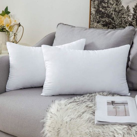 MIULEE - Lot De 4 Coussins Garnissage 45x45cm | Blanc Pur | Rembourrage Coton Doux Pour Canapé/Lit | Housse Non Incluse