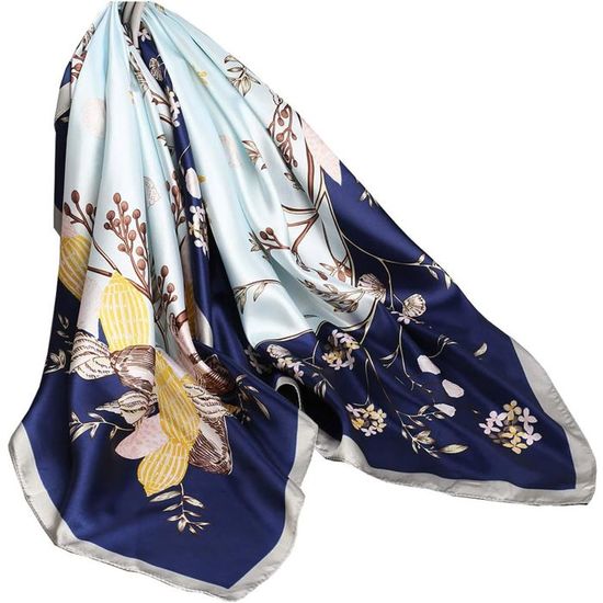 Mousseline De Soie Foulard Carré Cheveux Ruban Satin Écharpe