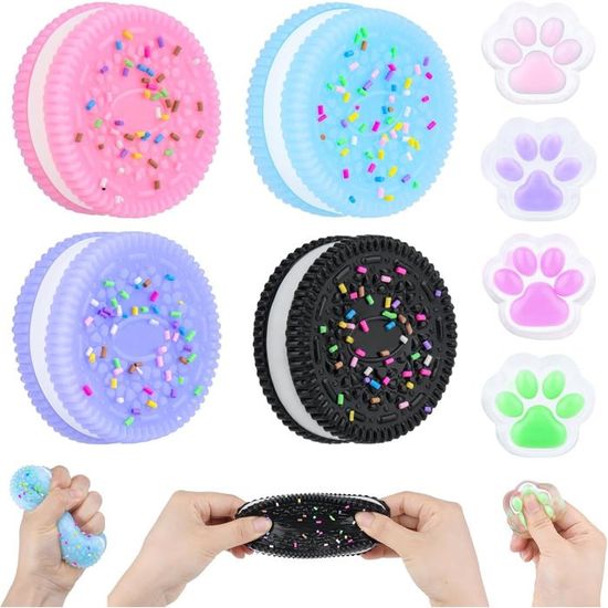 Jouet Anti-Stress Biscuit Oreo – Squishy Doux à Presser – Forme Mignonne – Cadeau Pour Enfants Et Adultes – Noir