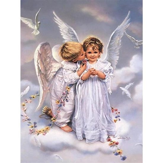 Tamseen 5D Diamond Painting Petit Ange - Kit Broderie Diamant Bébé Pour Décoration Murale 30x40cm