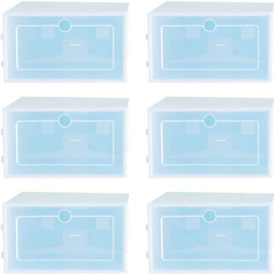Boîtes à chaussures empilables, lot de 6 en plastique ABS