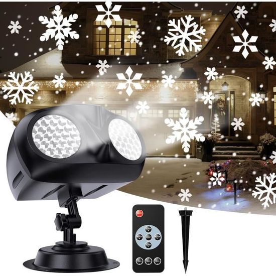 Projecteur Laser De Noël à Motifs Flocons De Neige - 16 Motifs, Rotatif, LED étanche