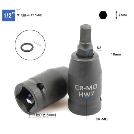 KIRXST Douille à Choc 1/2" Hexagonale H6 (6 Mm) – Embout Ultra-Résistant En CR-MO Pour Clés à Cliquet & Outils Pneumatiques