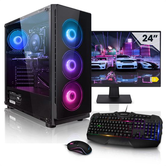 Megaport PC-Pack • AMD Ryzen 5 5500 • Ecran 24" • Clavier + Souris • GeForce RTX3050 6Go • 16Go • 500Go M.2 • Windows 11 • 27-FR
