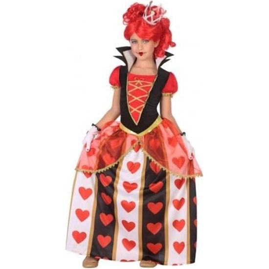 Déguisement Fille Reine de Coeur - ATOSA - Costume de Dessin Animé Alice - Rouge - Disney Princesses