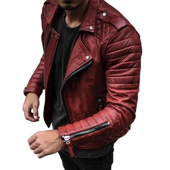 Veste Homme Hiver En Similicuir Doublure Sherpa - Style Aviateur, Coupe-vent, Décontracté