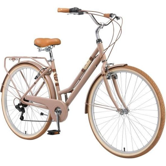 BIKESTAR | VTC Vélo de ville | 28" pouces | 7 vitesse Shimano | Vélo urbain pour femmes | Vélo de Confort Retro | Marron