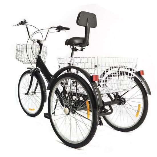 24" 7 vitesses Tricycle vélo à 3 roues Pour adulte Tricycle adulte avec panier Cdiscount Sport