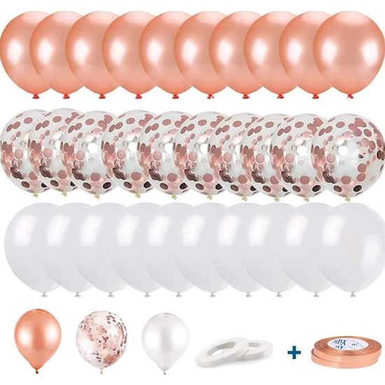 Kit Arche Ballon Rose Gold, 105pcs Ballons Anniversaire Rose Ballon Blanc Beige Avec Confetti Balloon, Arche De Ballon Rose Pour Decoration Anniversaire, Baby Shower, Mariage, Deco Bapteme Fille