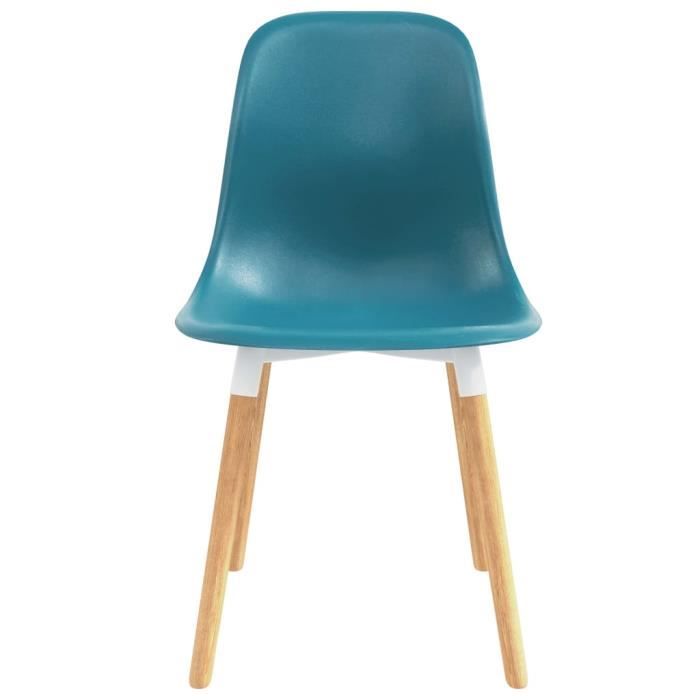 HOOP Chaises de salle à manger 6 pcs Chaises de cuisine Turquoise siège en plastique et pieds en bois 47 x 50,5 x 83 cm