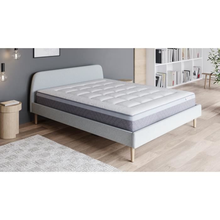 Ensemble matelas ressorts 160x200 Ergo Spring + Lit gris clair + sommier à lattes - Mousse mémoire + ressorts - Hbedding 0011-160 x