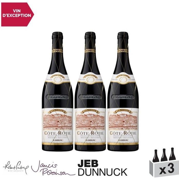 Côte Rôtie La Mouline Rouge 2016 - Lot de 3x75cl - Maison Guigal - Vin AOC Rouge de la Vallée du Rhône - 17.5-20 Jancis Robinson -