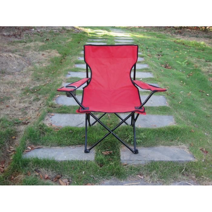 ROUGE Chaise pliante multifonctions extérieure Pratique pour pêche plage Camping jardin