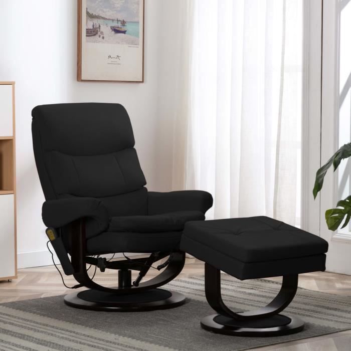 Fauteuil de massage électrique inclinable chaise Relax Massant Relaxation - Style contemporain Fauteuil TV - Noir Similicuir et