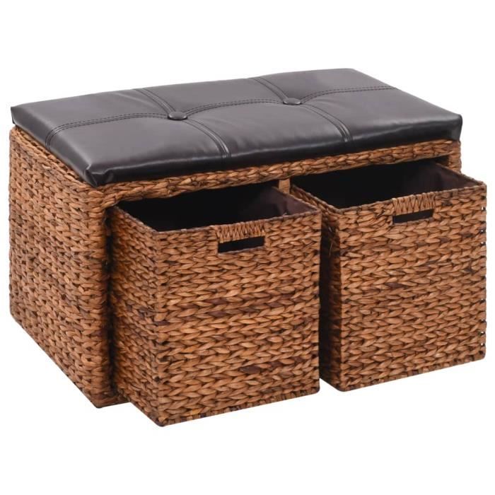 @MEUBL6828Elégant Banc de rangement Meuble Bas Coffre d'Extérieur Jardin - Banc de Salon Cuisine Banquette d'Entrée avec 2 paniers J
